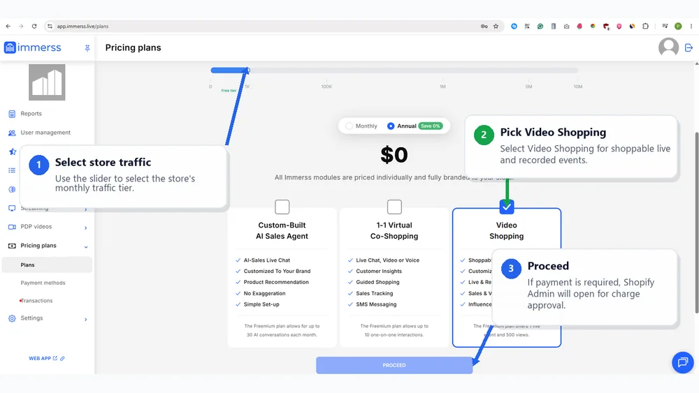 Choose the Video Shopping plan